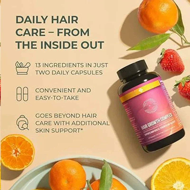 Hair Growth Vitamin -60 Capsules, A Natural Thickening Product Containing Biotin And Zinc - Hair Supplement
