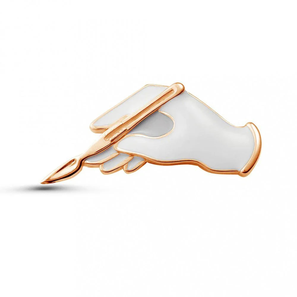 Hanreshe White Gloves with Scalpel Surgical Brooch Pins Enamel Lapel Badge Medical Jewelry for Surgeon Doctor Nurse