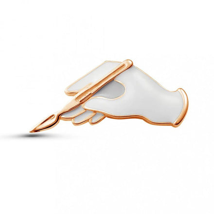 Hanreshe White Gloves with Scalpel Surgical Brooch Pins Enamel Lapel Badge Medical Jewelry for Surgeon Doctor Nurse