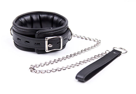 Bdsm Collar Leather And Iron Chain Link Sponge Filling Bdsm Slave Collars Women Bondage Collar Sex Toys For Couples Adults