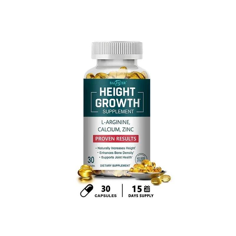 Height Gaining Supplement - Calcium L-Arginine Vitamin D3 Zinc Supplement - Promotes Bone Growth - Helps Natural Height Growth