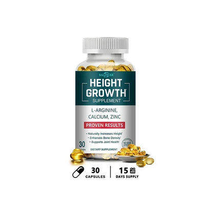 Height Gaining Supplement - Calcium L-Arginine Vitamin D3 Zinc Supplement - Promotes Bone Growth - Helps Natural Height Growth