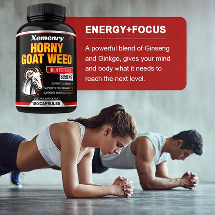 Horny Goat Grass Capsules 5050 Mg, Supports Male Energy and Performance, Supplement with Black Pepper Extract
