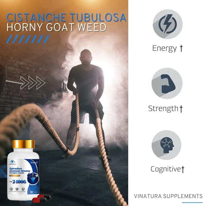 Horny Goat Weed for Men Epimedium Energy Supplement Improve Stamina,energy & Functions for Male Hormone Support Men's Health