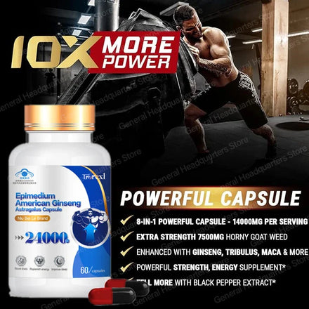 Horny Goat Weed for Men Epimedium Energy Supplement Improve Stamina,energy & Functions for Male Hormone Support Men's Health