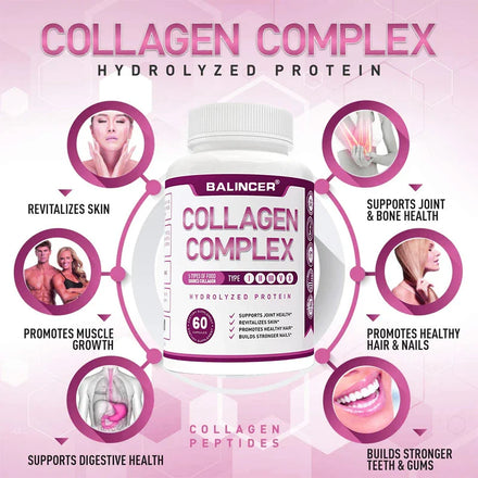 Hydrolyzed Collagen Peptides + Protein Supports Hair, Skin, Nails, Joints & Bones - Contains Type 5, I, II, III, V, X - Non-GMO