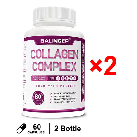 Hydrolyzed Collagen Peptides + Protein Supports Hair, Skin, Nails, Joints & Bones - Contains Type 5, I, II, III, V, X - Non-GMO