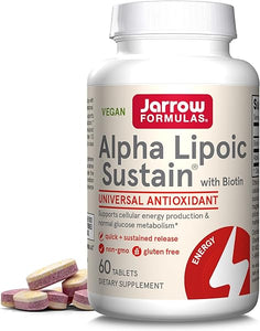 Jarrow Formulas Alpha Lipoic Sustain with Biotin, 300 mg Alpha Lipoic Acid, Universal Antioxidant, Dietary Supplement, 60 Vegan Tablets, Up to a 60 Day Supply in Pakistan