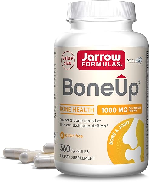 Jarrow Formulas BoneUp - 360 Capsules - 180 Servings - For Bone Support & Skeletal Nutrition - Includes Naturally Derived Vitamin D3, K2 (as MK-7) & 1000 mg Calcium - Gluten Free - Non-GMO in Pakistan in Pakistan