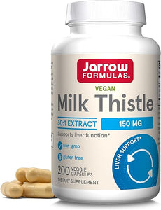 Jarrow Formulas Milk Thistle 150 mg With 30:1 Standardized Silymarin Extract, Dietary Supplement for Liver Function Support, 200 Veggie Capsules, 66-200 Day Supply in Pakistan