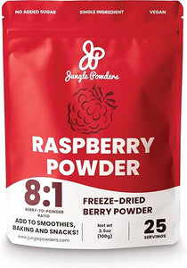 Jungle Powders Raspberry Powder 3.5 Ounce Bag, Food Grade Powdered Unsweetened Freeze Dried Raspberries, Additive, Filler Free Red Superfood Extract for Baking Cooking Flavoring Rasberries Smoothies in Pakistan