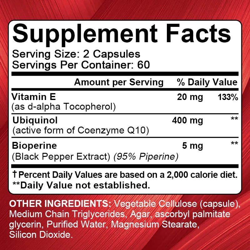 KENOFOR Ubiquinol CoQ10 400 mg Softgel Antioxidant - Superior Absorption, Active Form Immune and Skin Support