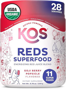 KOS Reds Superfood Powder for Antioxidants - USDA Certified Organic Beet Root, Goji Berries, Acai, Pomegranate, Coconut Water & Digestion Enzymes- Goji Berry Popsicle Flavor Juice Mix - 28 Servings in Pakistan