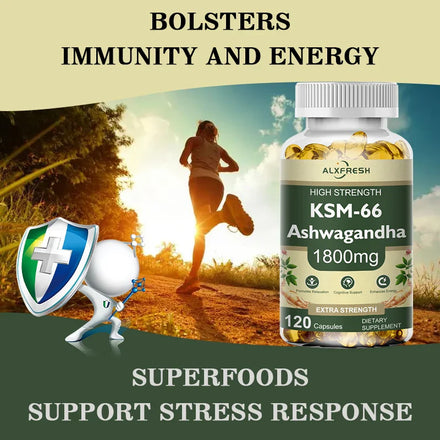 KSM-66 Organic Ashwagandha Capsules with Zinc | Non-GMO, Vegan | Premium Formula Health Supplement