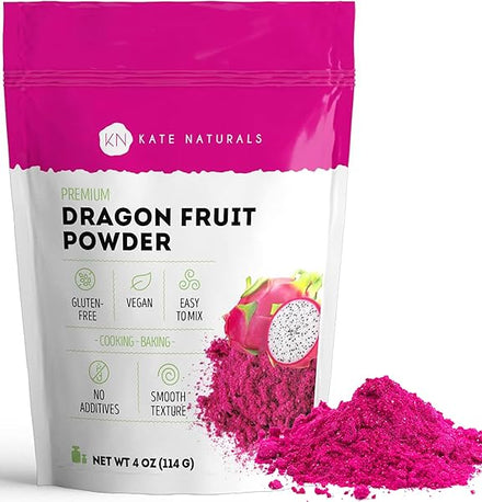 Kate Naturals Dragon Fruit Powder for Baking & Drink. Dragonfruit Pink Pitaya Powder for Dragon Fruit Syrup & Food Coloring (4oz, Vegan, Gluten Free) in Pakistan
