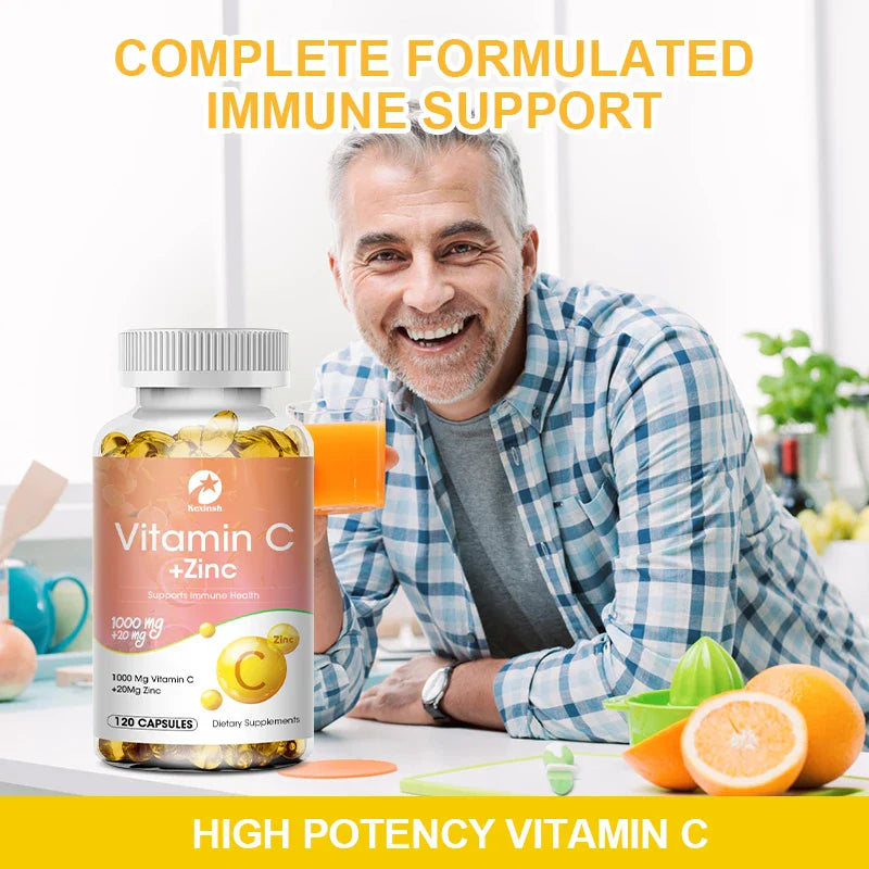 Kexinsh Vitamin C Mit Zink Capsules 1000mg Vitamin C With 20mg Zinc Capsule Immune Support, Energy Production