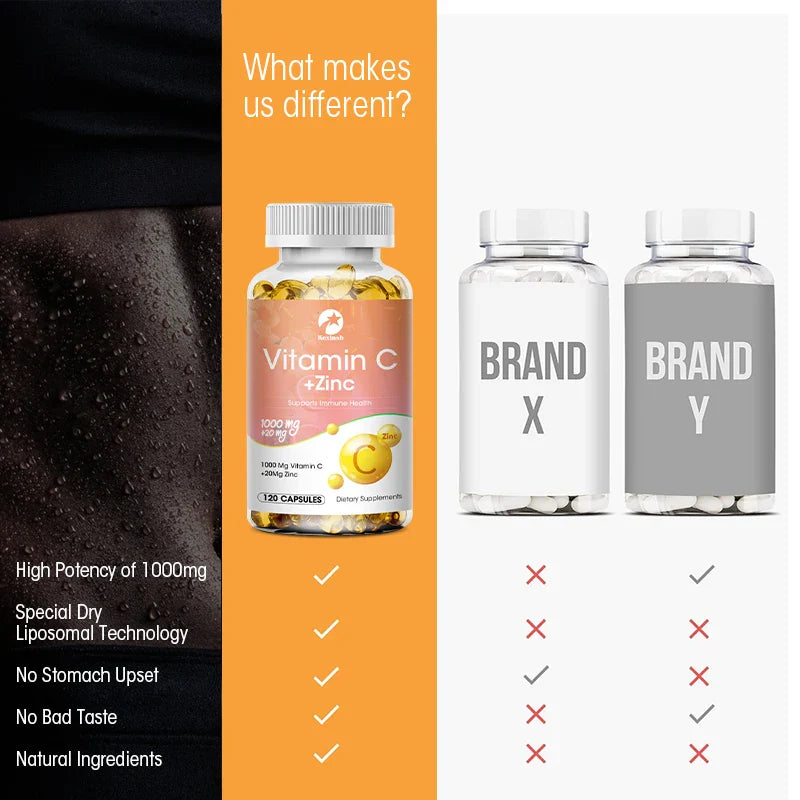 Kexinsh Vitamin C Mit Zink Capsules 1000mg Vitamin C With 20mg Zinc Capsule Immune Support, Energy Production