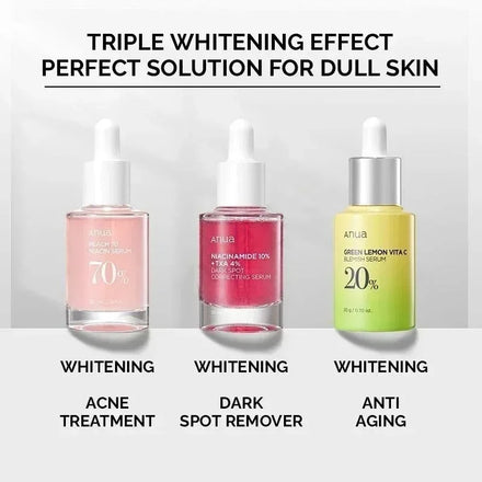Korea ANUA Heartleaf skin care Vitamin Whitening Set Peach 70% Niacinamide Serum / Dark Spot Serum / Vitamin C Blemish Serum