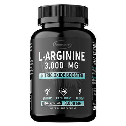 L-Arginine 3000mg - Supports Muscle Growth, Vascular Function, Boosts Energy, Improves Endurance, and Promotes Blood Circulation