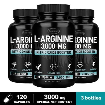 L-Arginine 3000mg - for Energy, Strength and Endurance Support During Exercise | Muscle Mass, Non-GMO