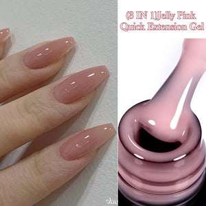 LILYCUTE 7ML Jelly Pink Peach Quick Extension Gel Nail Polish Nude Transparent Color Finger Prolong Rubber Base Construction Gel