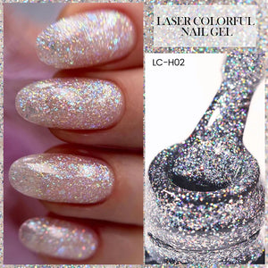 LILYCUTE Laser Gel Nail Polish Sparkling Glitter Gel Polish Semi Permanent Soak Off UV Gel Varnish Nail Art Base Top Coat Vernis