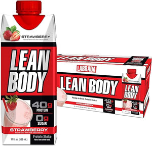 Lean Body Ready-to-Drink Strawberry Protein Shake, 40g Protein, Whey Blend, 0 Sugar, Gluten Free, 22 Vitamins & Minerals, 17 Ounce (Recyclable Carton & Lid - Pack of 12) LABRADA in Pakistan