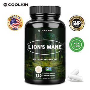 Lion's Mane - Nootropic Brain Memory & Focus Immune & Stress Relief,  Mood and Sleep Health, Non-GMO