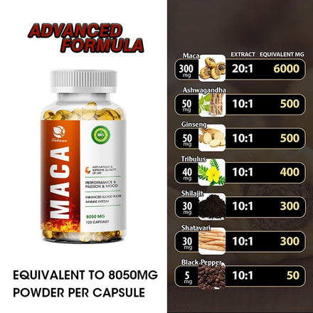 Lukaree Maca and Ashwagandha Root Extract Capsule Health Kidney Endurance Support Enhances Immunity Energy Supplement for Man