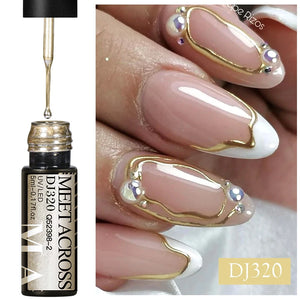 MEET ACROSS Metallic Gold Sliver Pink 5ml Liner Gel Nail Art Polish Painting Mirror Gel Graffiti Stripe Design Varnish DIY
