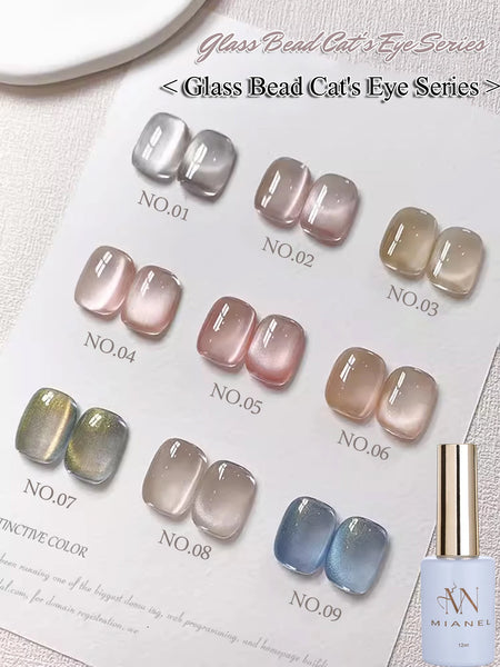 MIANEL 12ML 1-9PCS Mirror Glass Bead Cat Eye Gel Nail Polish Ceramic Satin Ice Crystal White Moonlight Gel Polish Blue Nails in Pakistan