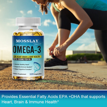 MOSSLAY Omega-3 S Fish Oil Dietary Supplement - Helps Support Brain and Heart Health, Including EPA & DHA - 1500 Mg Per Serving