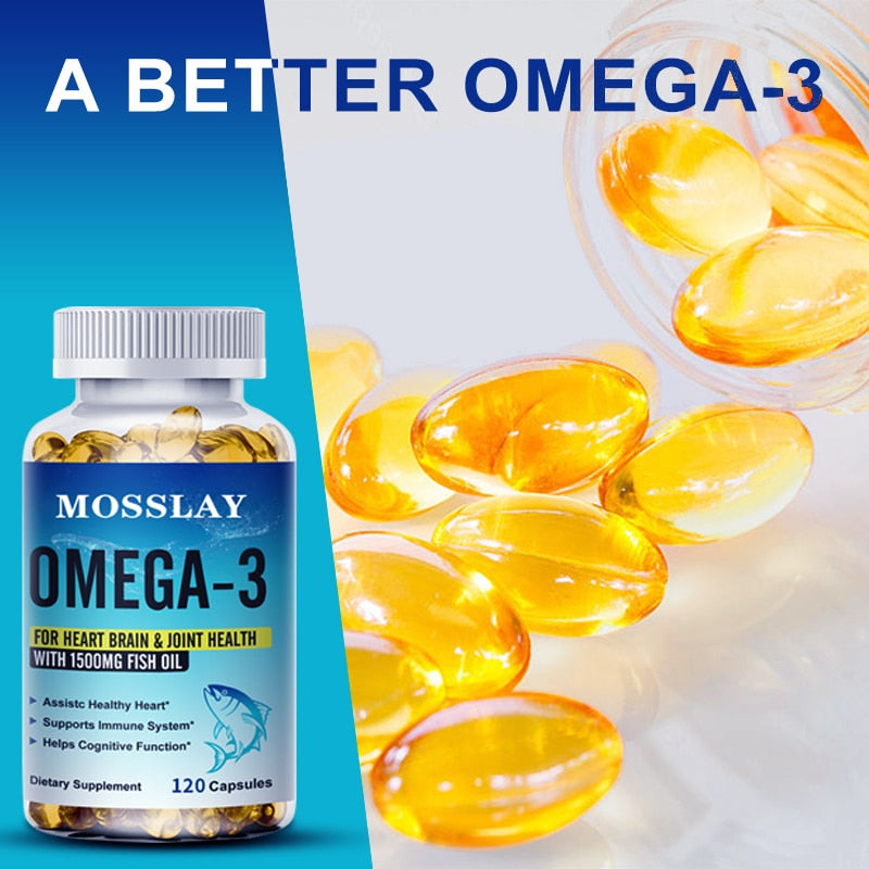 MOSSLAY Omega-3 S Fish Oil Dietary Supplement - Helps Support Brain and Heart Health, Including EPA & DHA - 1500 Mg Per Serving
