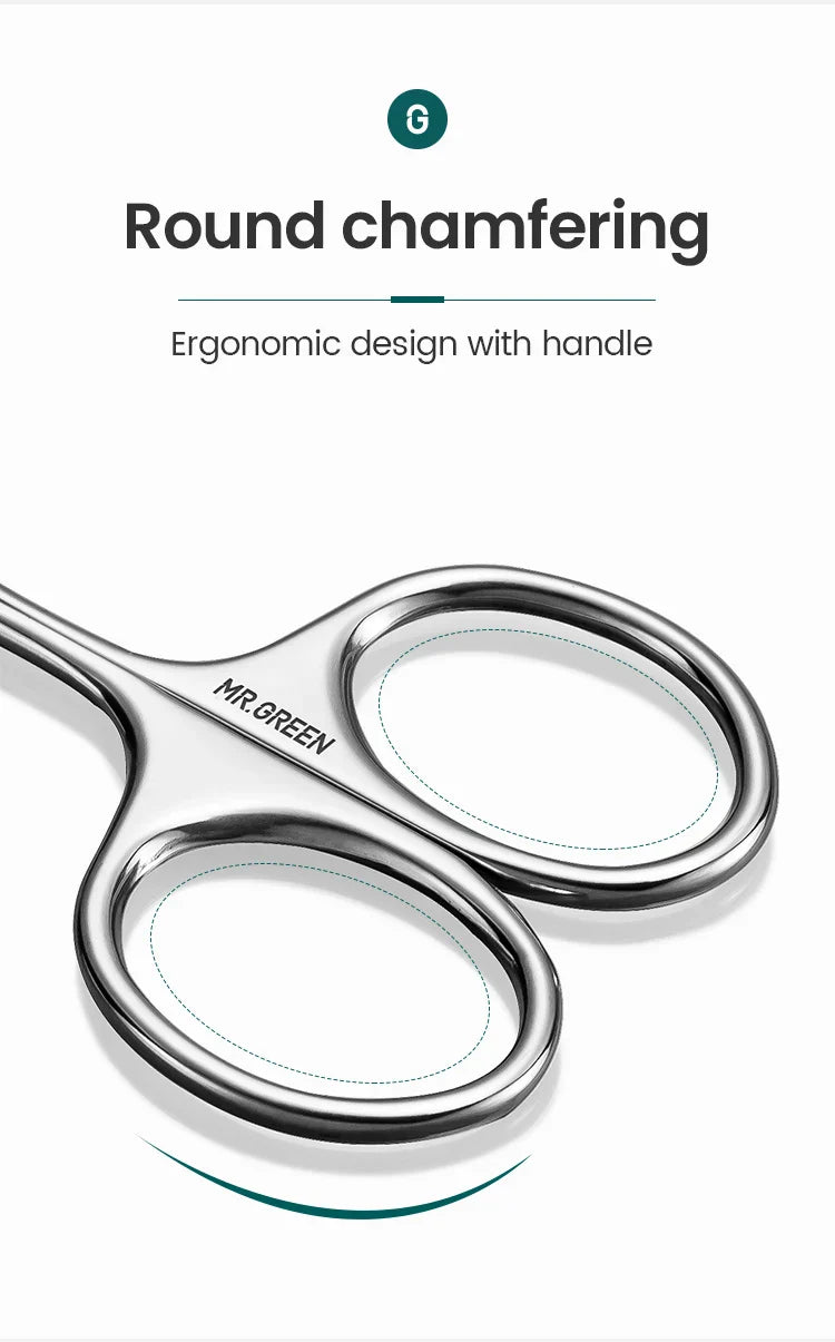 MR.GREEN Eyebrow Scissors Curved Blade Cuticle Scissors Professional Stainless Steel Manicure Trimmer Hair Remover Tool