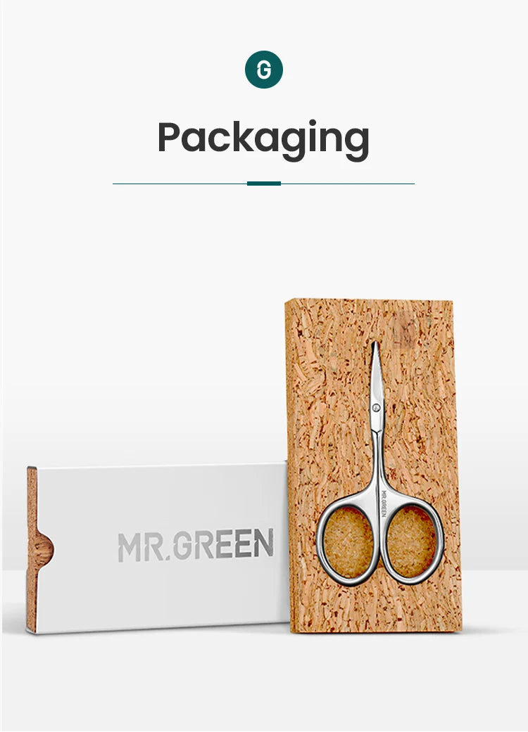 MR.GREEN Eyebrow Scissors Curved Blade Cuticle Scissors Professional Stainless Steel Manicure Trimmer Hair Remover Tool