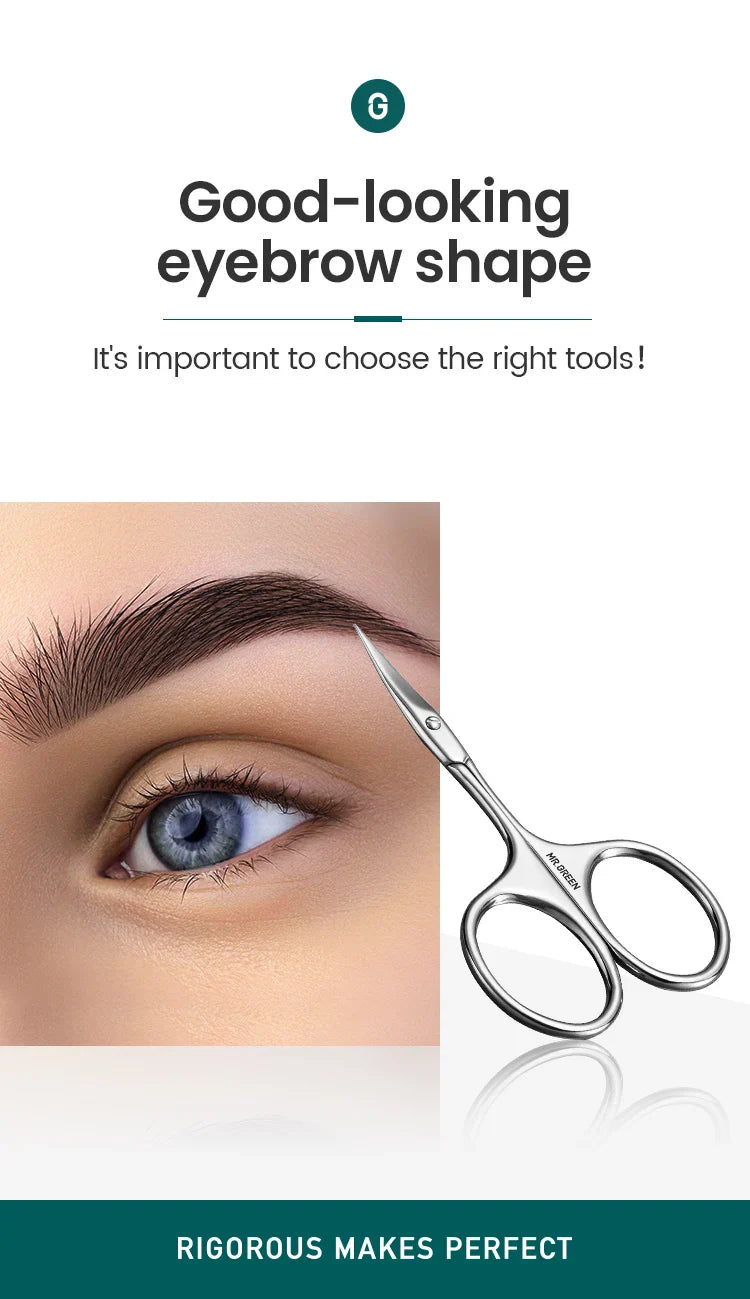 MR.GREEN Eyebrow Scissors Curved Blade Cuticle Scissors Professional Stainless Steel Manicure Trimmer Hair Remover Tool