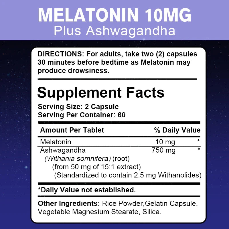 MUTSWEET Naturally Sourced Ingredients Melatonin Capsules with Ashwagandha Herbal Supplement with Vegan Valerian Root Vitamin D