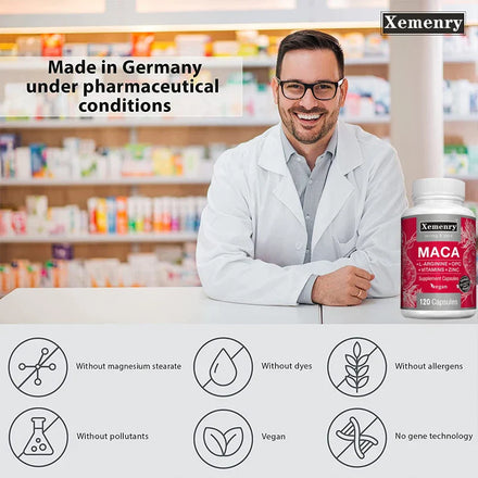 Maca Root Capsules - Natural Energy Supplement, Supports Athletic Performance and Motivation, Builds Muscle and Strengthens