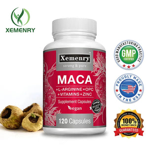 Maca Root Capsules - Natural Energy Supplement, Supports Athletic Performance and Motivation, Builds Muscle and Strengthens