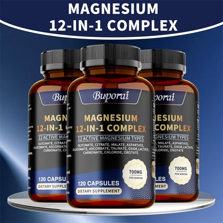Magnesium Complex Capsules - Bone & Heart Health Supplement, Sleep Support,Muscle Relaxation,Stress & Anxiety Relief