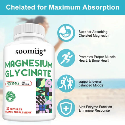 Magnesium Glycinate Capsules - Support Muscle, Bone, Cardiovascular Health Mineral Supplement, Helps with Stress, Natural Sleep