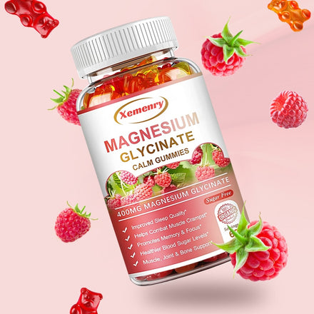 Magnesium Glycinate Gummies 400mg - Sugar Free Magnesium Potassium Supplement with Vitamins, CoQ10 for Calm Mood & Sleep Support
