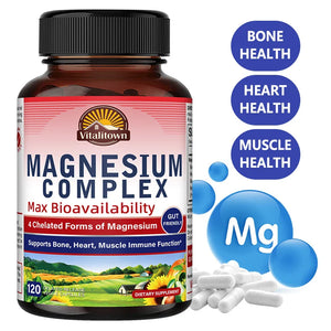 Magnesium Supplement, Multi-Magnesium Complex, Dietary Supplement, Supports Muscle Health, Relaxation, 30/60/120 Capsules