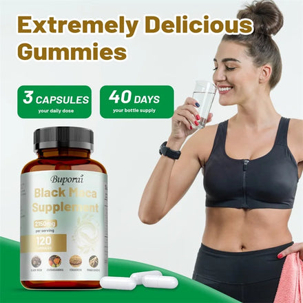 Male Enhancing Black Maca Capsules, Men's Supplements To Boost Stamina, Performance, Energy, Men's Muscle Enlargement