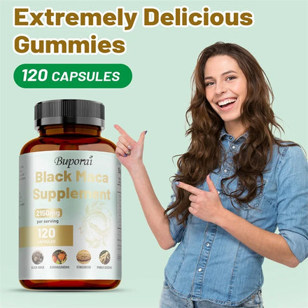 Male Enhancing Black Maca Capsules, Men's Supplements To Boost Stamina, Performance, Energy, Men's Muscle Enlargement
