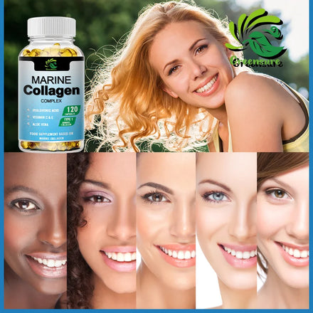 Marine Collagen Capsule for Whitening Beauty Supplement Radiant Skin, Hair, Nails, Joints, & Bones - 60/120 Capsules
