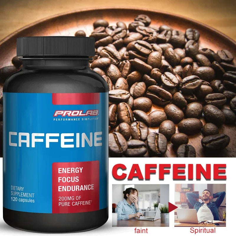 Maximum Potency Caffeine Capsules 200mg, Provide Energy and Focus, Reduce Fatigue, Increase Stamina,