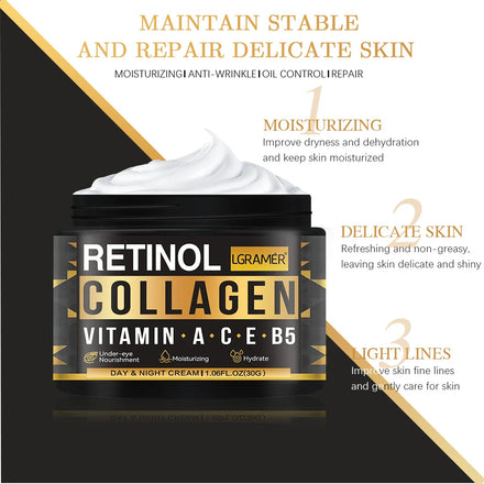 Men's Retinol Collagen Face Cream Skincare Moisturizing Brightening Hydrating Smooth Wrinkles Firming Facial Face Men Skin Care