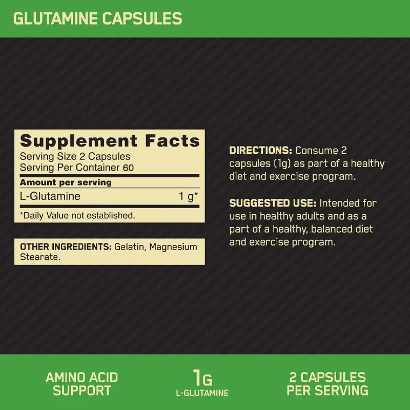 Men's Supplement, L-Glutamine Muscle Recovery Capsules, Restores Strength and Endurance and Promotes Muscle Growth