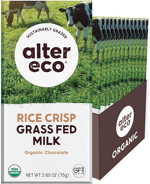 Milk Chocolate Bars | Pure Dark Cocoa, Fair Trade, Organic, Non-GMO, Gluten Free (12-Pack Grass Fed Milk Chocolate - Rice Crunch) in Pakistan in Pakistan